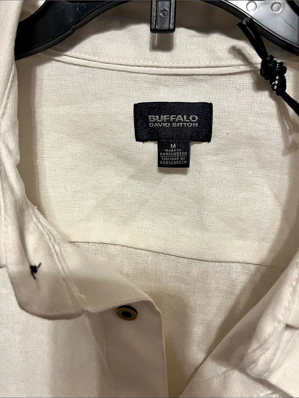 Buffalo David Bitton Button Down Linen Shirt in White Size Medium Like New